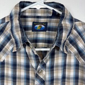 Falcon Bay Plaid Western Shirt, Short Sleeve,Pearl Snap Button, Men's‎ Sz Medium
